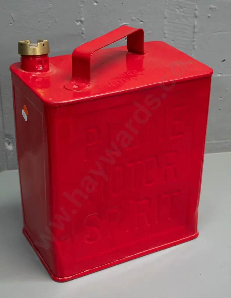 restored Plume Motor Sprit tin with brass screw on cap - denting H320 Image 1++