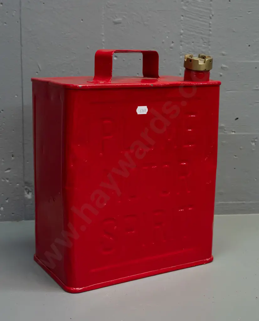 restored Plume Motor Sprit tin with brass screw on cap - denting H320 Image 1++