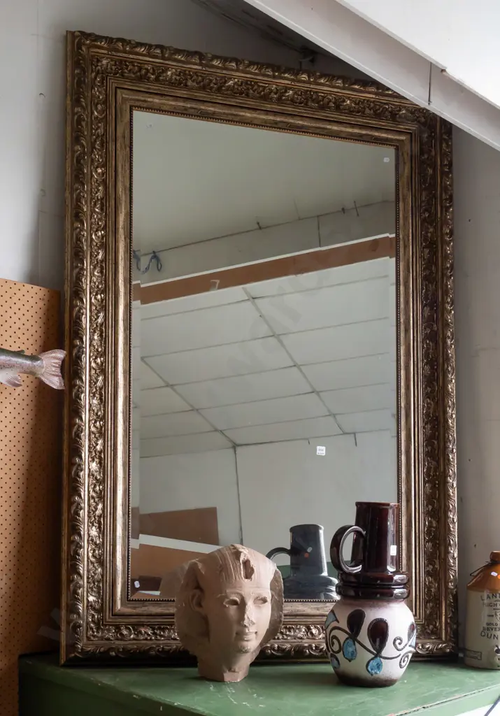 large ornate gilt framed, bevelled edge mirror H1700 W1130 Image 1++