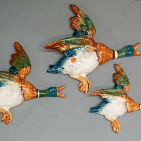 3 Beswick flying ducks - two larger ones have had top wing repaired, small and middle size are pocket vases