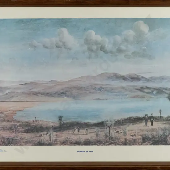 framed historic Dunedin 1856 print H230 W370
