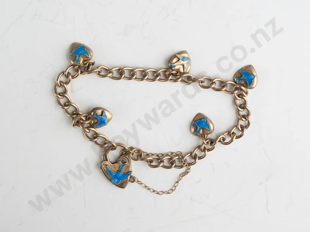 10ct gold lined blue bird bracelet with safety chain Image 1++