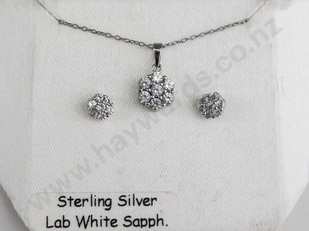 necklace & earring set stamped 925 Image 1++