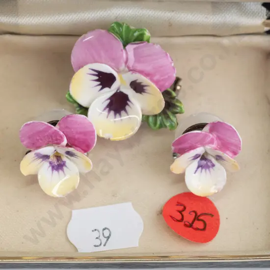 pansy flower brooch & earring set