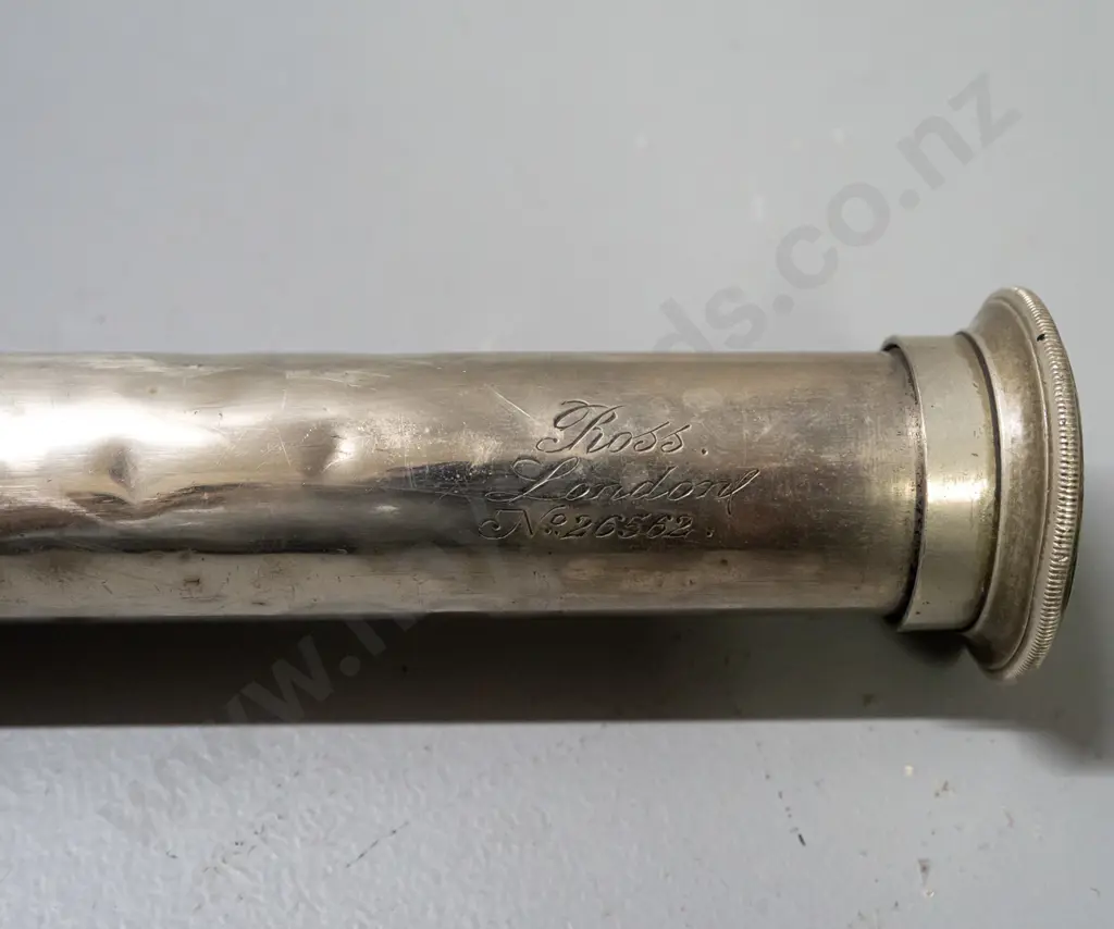 antique Ross London 2-section telescope with ornate 1896-7 prize inscription - some age wear and denting. Closed L-440 Image 1++