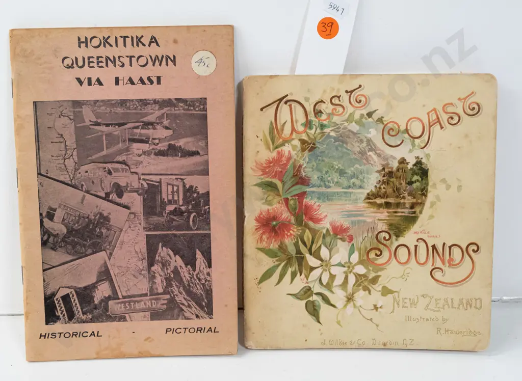 vintage illustrated New Zealand souvenir publication - West Coast Sounds of NZ, printed J Wilkie & Co Dunedin and Image 1++
