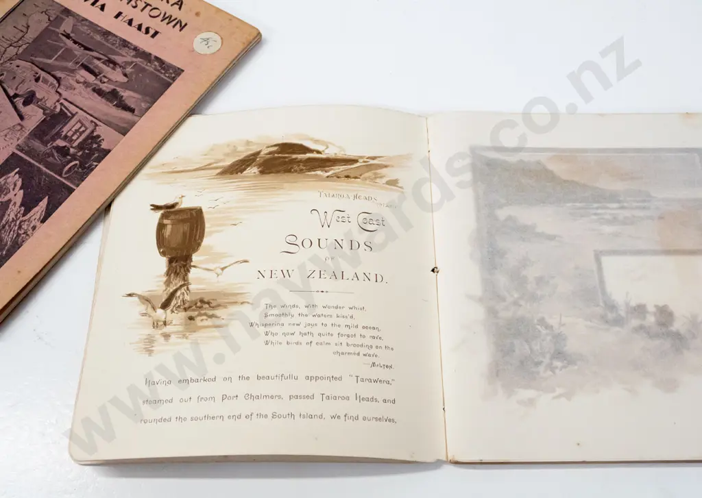 vintage illustrated New Zealand souvenir publication - West Coast Sounds of NZ, printed J Wilkie & Co Dunedin and Image 1++