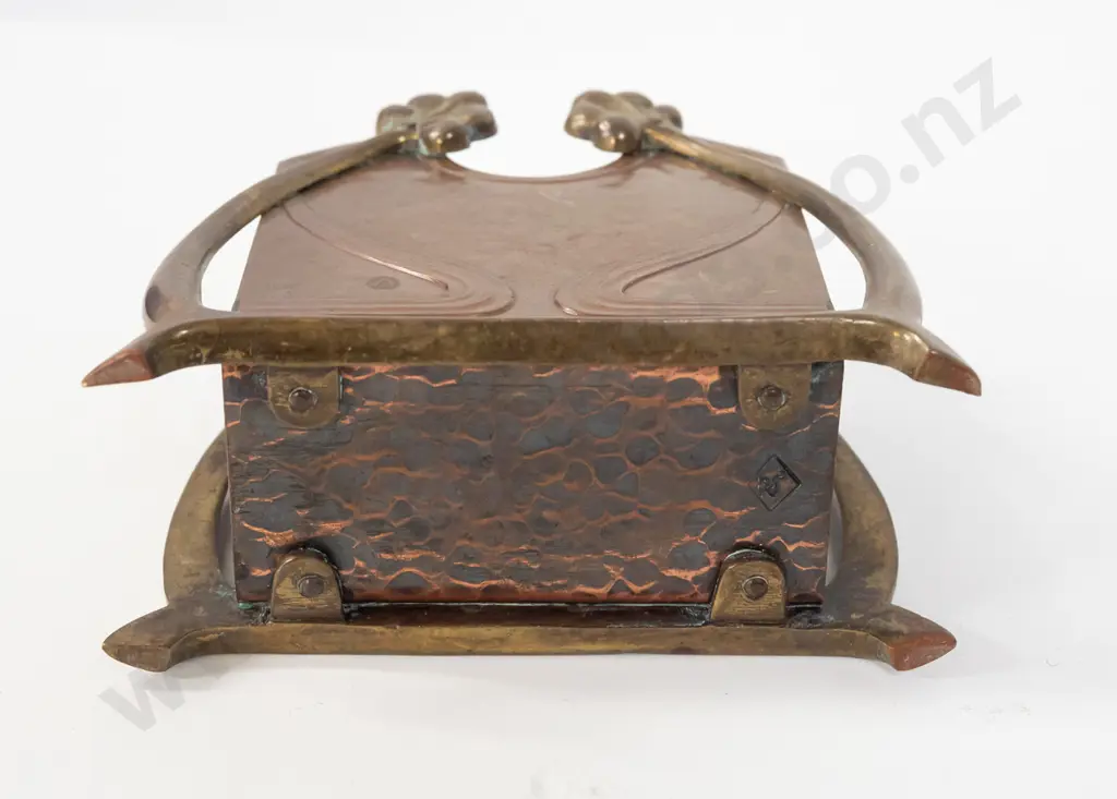 vintage art nouveau brass and beaten copper letter rack - WMF mark stamped in base, see photo H-110 W-120 Image 1++