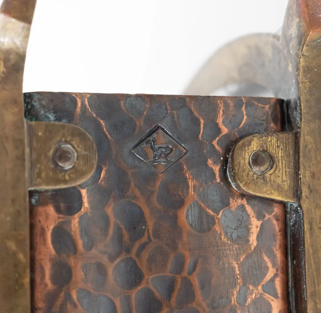 vintage art nouveau brass and beaten copper letter rack - WMF mark stamped in base, see photo H-110 W-120 Image 1++