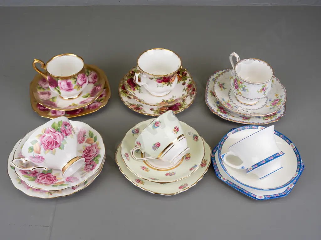 6 English bone china trios - Royal Albert, Colclough, Paragon, Royal Standard Image 1++