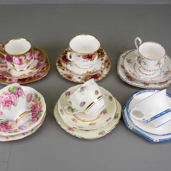 6 English bone china trios - Royal Albert, Colclough, Paragon, Royal Standard
