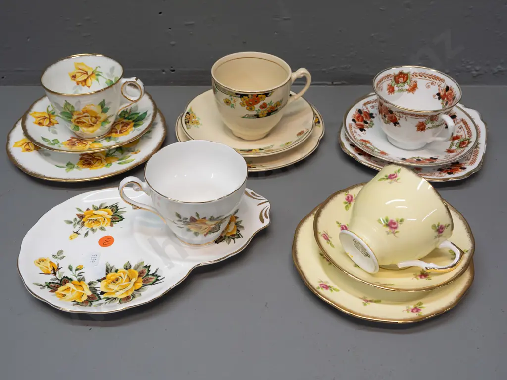 4 English china trios - Royal Stafford, Salisbury, Royal Albert, and a Royal Standard tennis set Image 1++