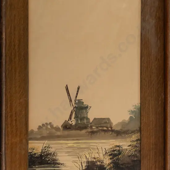 A Douglas - framed watercolour - windmill H320 W170