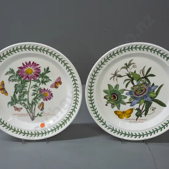 2 Portmeirion Botanic Garden series floral plates - Chrysanthemum and Passionflower. D-270