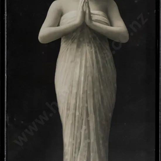 framed vintage photographic print - female portrait H700 W270 (slight foxing)