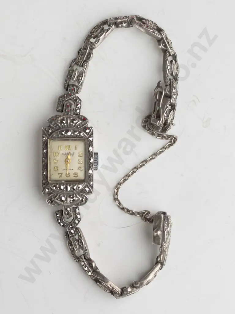 marquisite sterling silver Regalis Swiss watch Image 1++