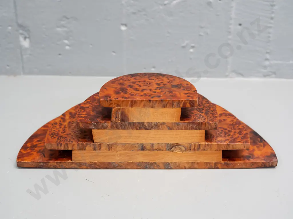 vintage deco style mottled totara timber letter rack H-145 W-250 Image 1++