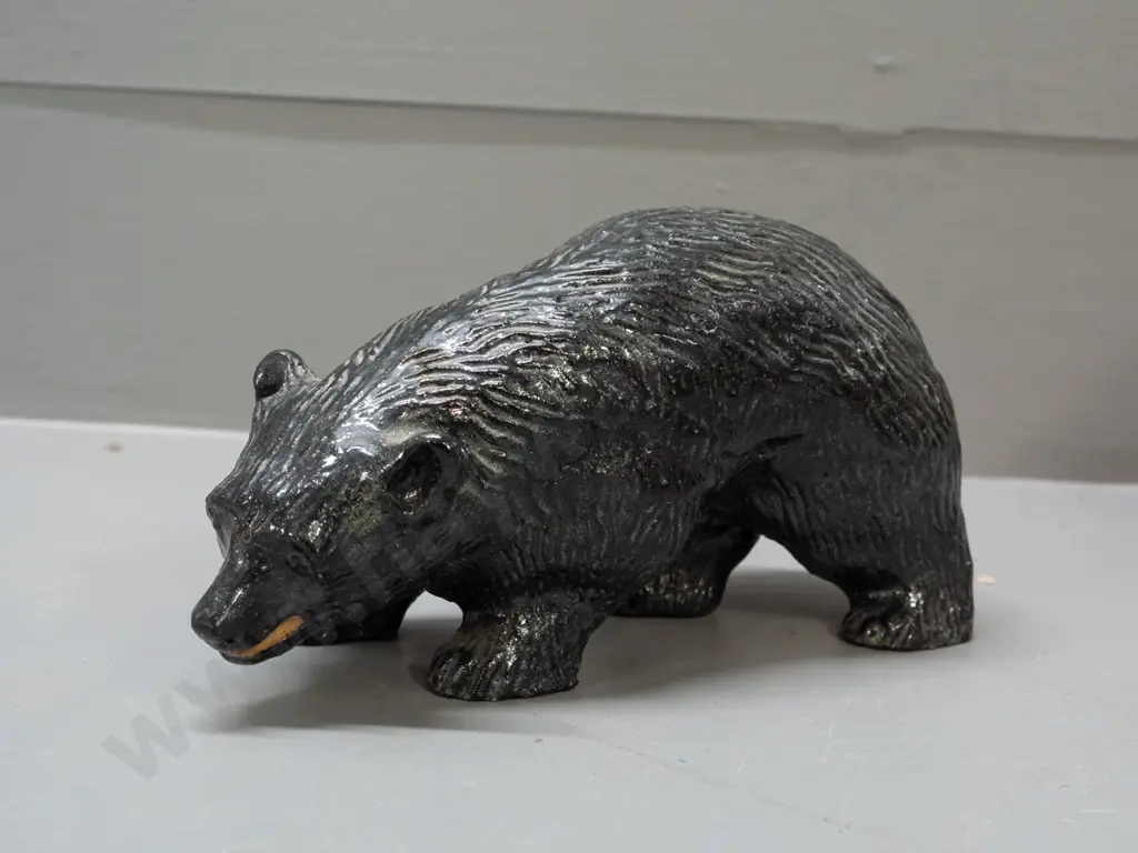 studio pottery bear figure with unknown mark on one foot H-100 L-190 Image 1++