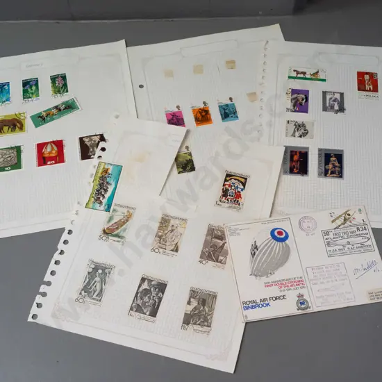 assorted English and European stamps and an English Royal Air Force first double Atlantic crossing first day cover