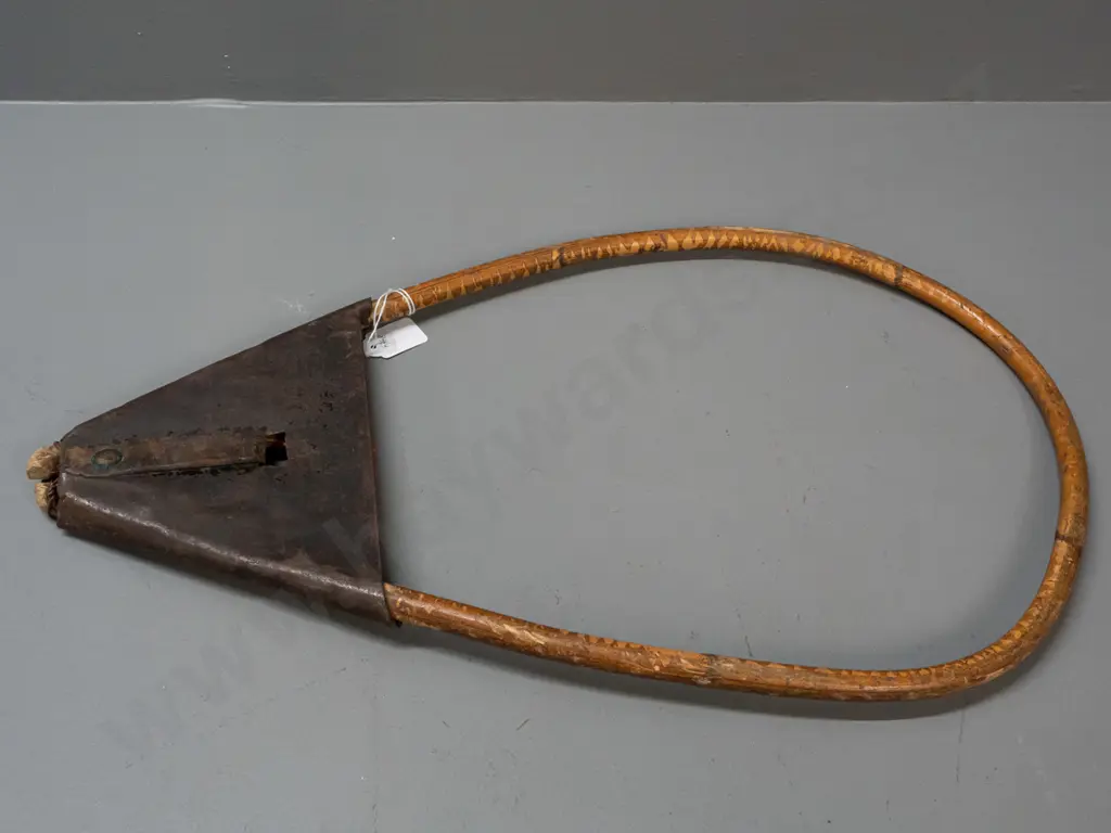 vintage railway tablet holder with replacement tablet marked Oamaru & Waiareka - with  bamboo hoop. Age and paint wear, Image 1++