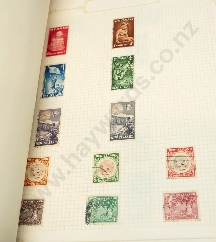 3 stamp albums with New Zealand contents, dating from circa 1870s half penny newspaper stamps onward Image 1++