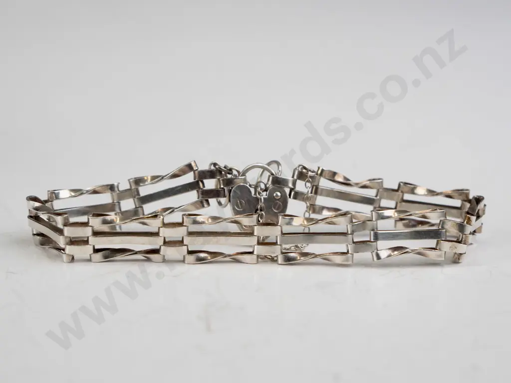 silver gate style bracelet stamped Image 1++
