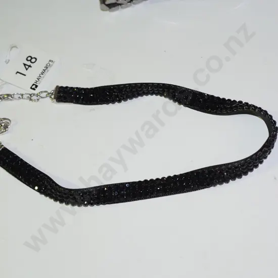 black and silver Swarovski choker