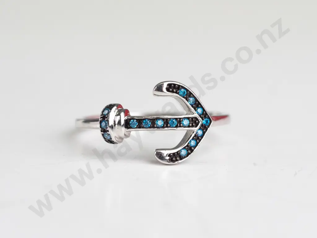 sterling silver blue stone ring stamped 925 Image 1++