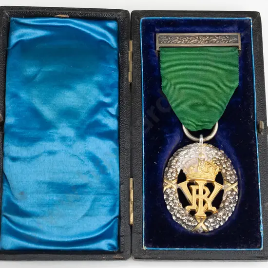 Volunteer Officers for India and the Colonies medal, circa late 1890s, with engraving for Capt. W.C.G. Macpherson