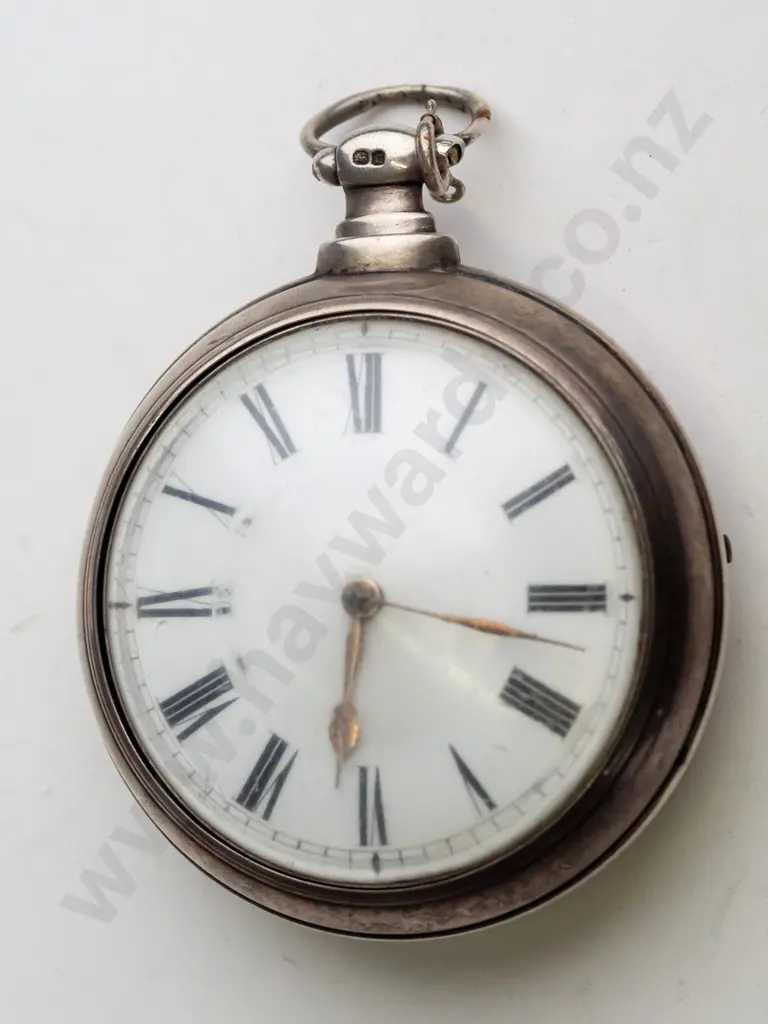 silver pocket watch in case stamped lion, crown, h, MB Image 1++