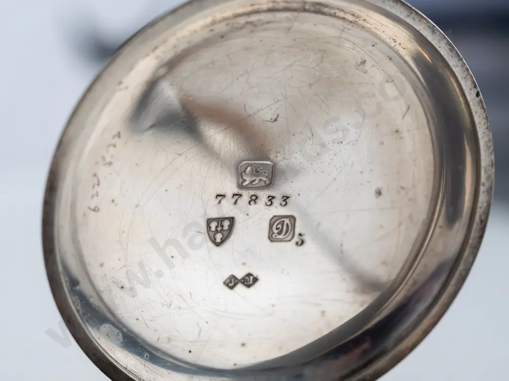sterling silver pocket watch 'John Hislop Dunedin' stamped lion, cross, D - 77833 Image 1++