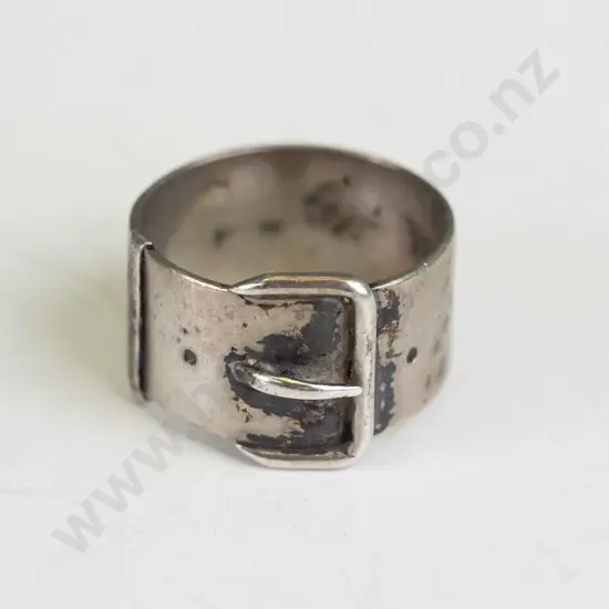 silver buckle style ring stamped