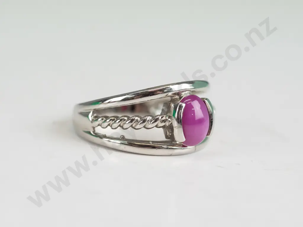 silver synthetic star ruby ring stamped 925 Image 1++