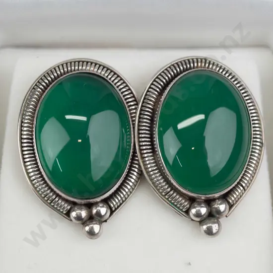 large silver gemstone earrings stamped 925