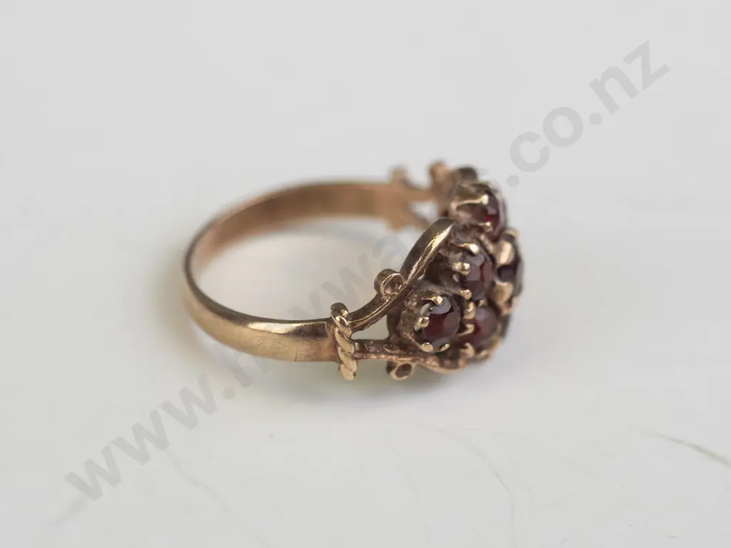 9ct garnet cluster ring -  2.3 gms Image 1++