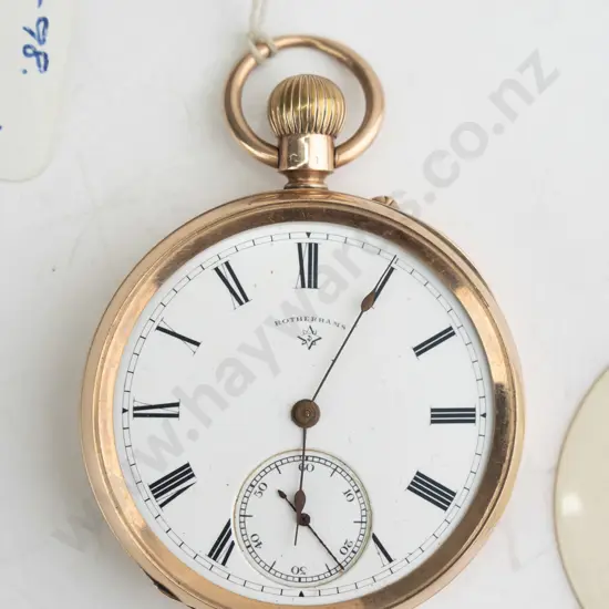 Rotheram pocket watch EHM (9ct case, approx 20gm)