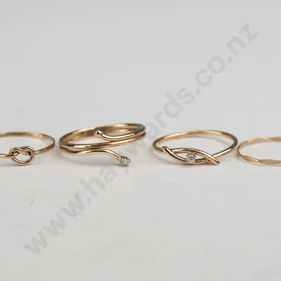 4 fine gold rings - no marks