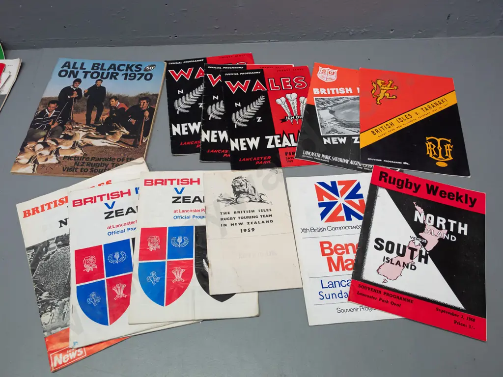 assorted New Zealand rugby programs, mostly 1950s and 1960s, some later, South Africa, England, etc. Image 1++
