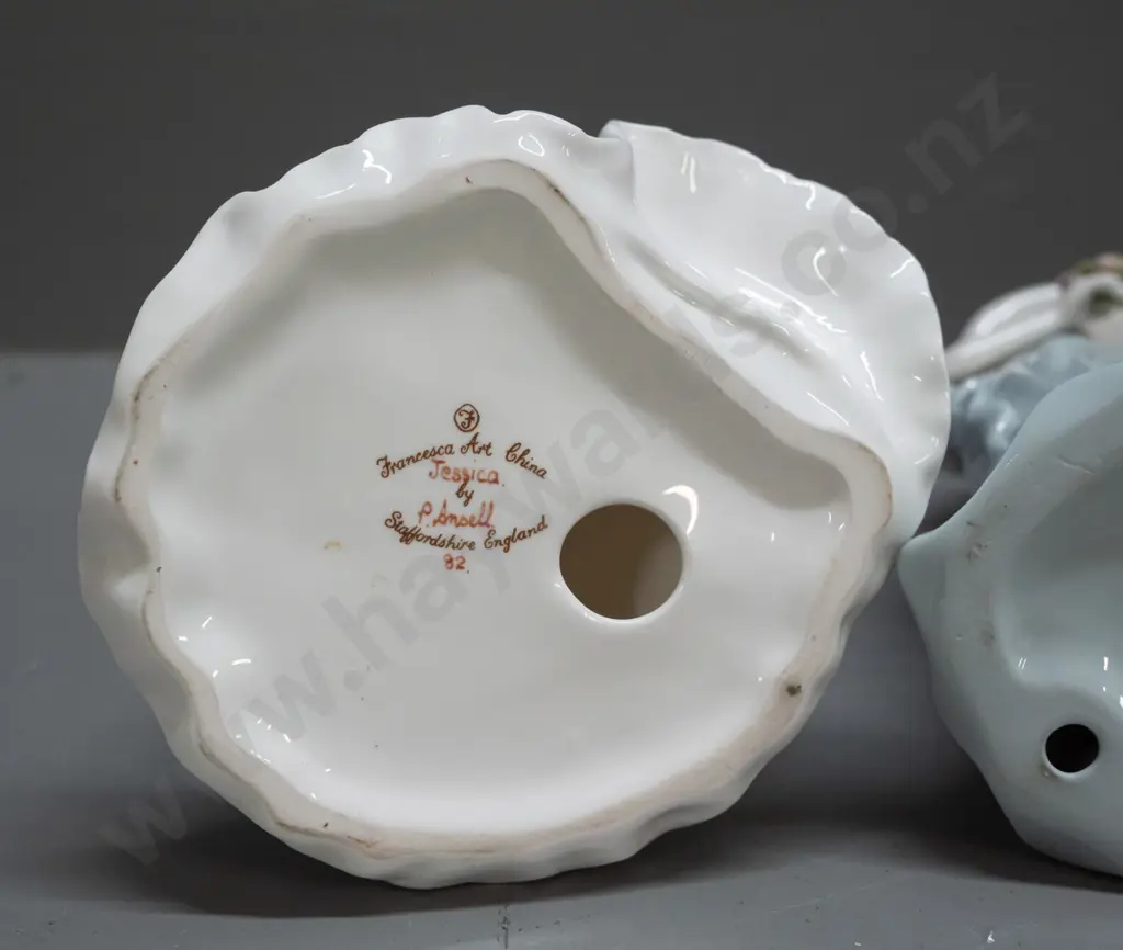 3 china female figurines: Francesca Art China Staffordshire "Jessica" H-200, small Italian & one Adora Image 1++