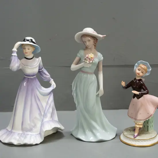 3 china female figurines: Francesca Art China Staffordshire "Jessica" H-200, small Italian & one Adora