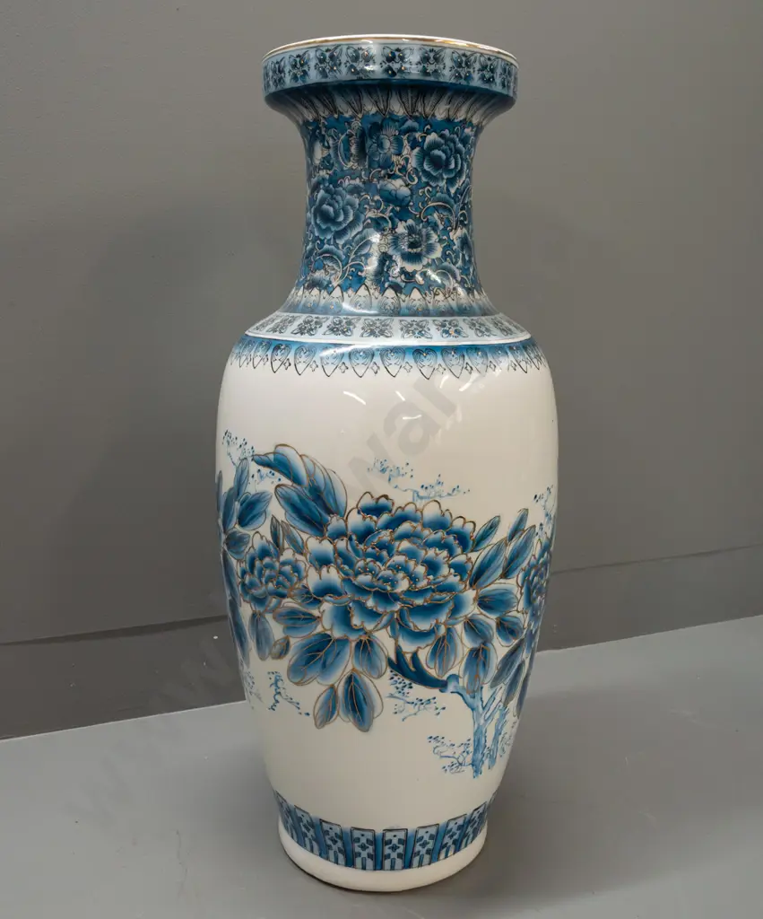 large floral vase with peacocks and floral with enamelled gilded decoration, no maker's marks H-630 Image 1++