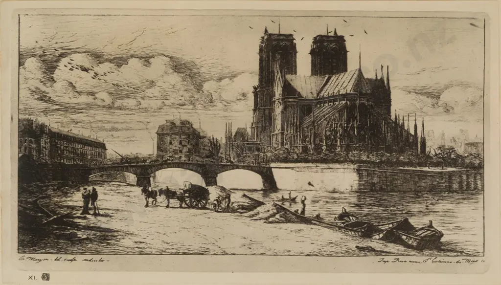 2x framed vintage prints - Notre-Dame Each H120 W220 Image 1++