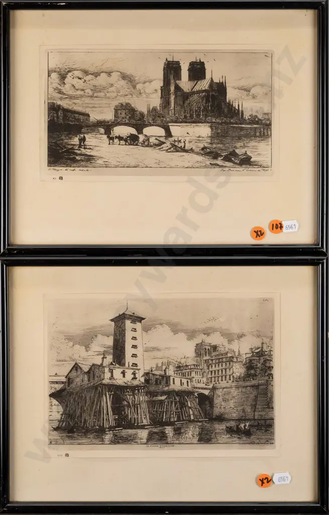 2x framed vintage prints - Notre-Dame Each H120 W220 Image 1++