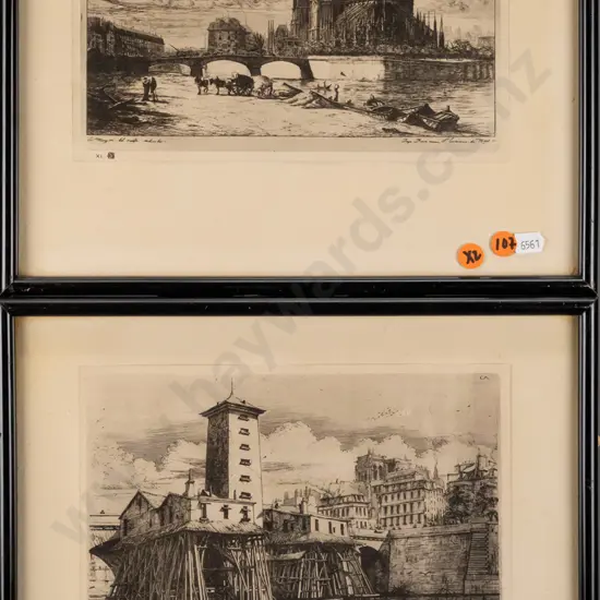 2x framed vintage prints - Notre-Dame Each H120 W220