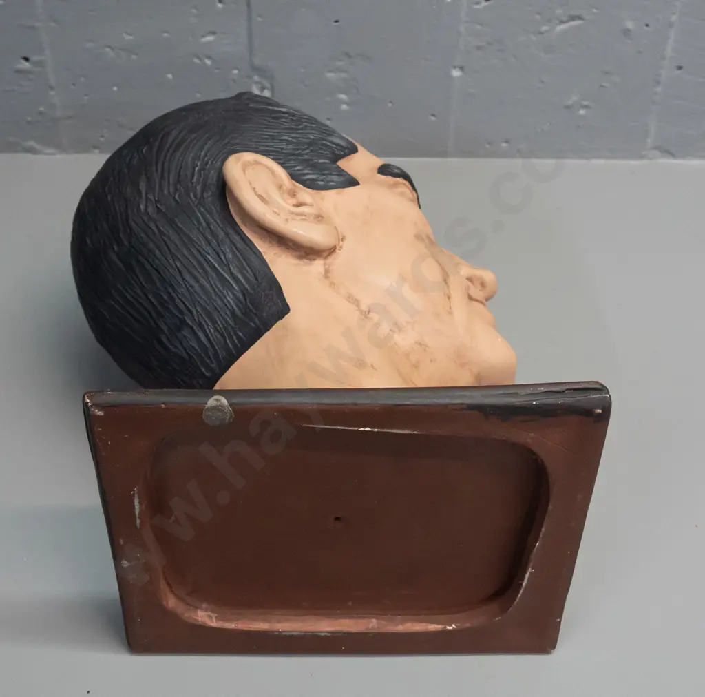 cast plaster milliner's stand, gents head, front corner repair to base, some paint fleck H310 Image 1++