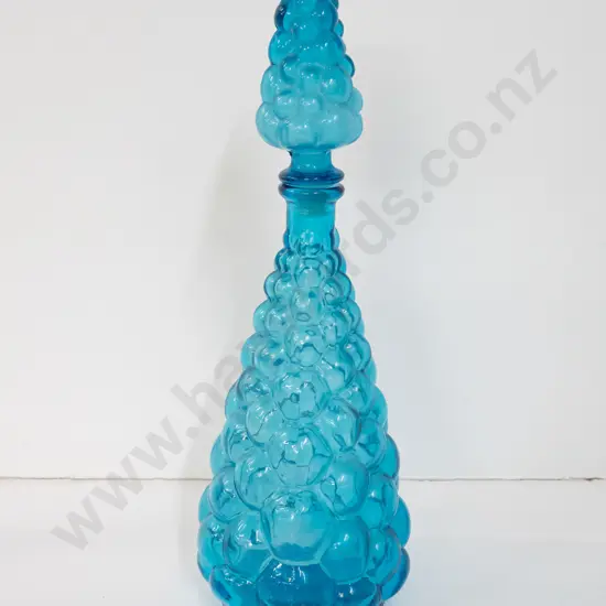blue bubble glass genie bottle H400