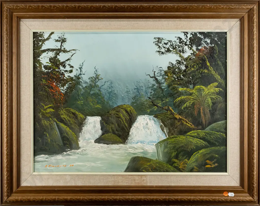 M Finnerty '89 - framed oil - Blackwater River, Buller District H440 W600 Image 1++
