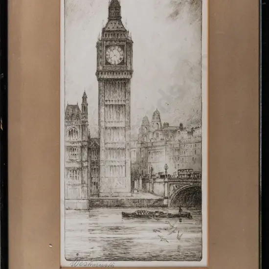 framed etching "Westminster" H250 W120