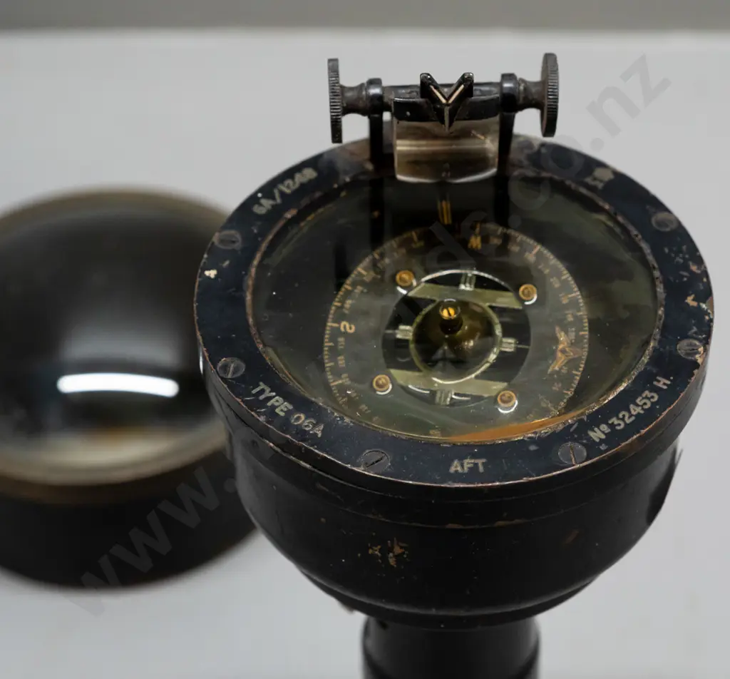 illuminated hand-held WWII RAF compass with battery compartment in handle, and a round map magnifying glass / lens Image 1++