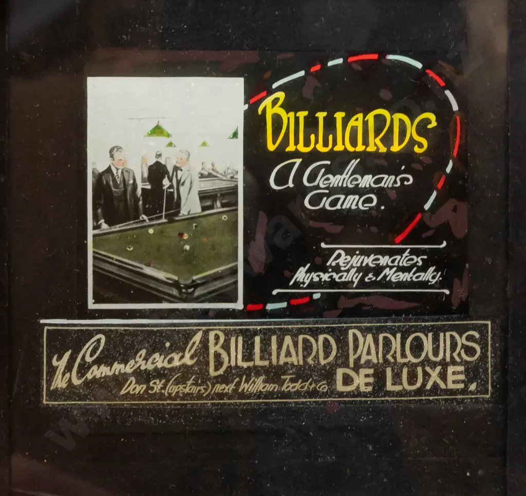 wooden box with assorted glass lantern slides, mostly (hand painted?) amateur houses and scenics, including a 16mm film Image 1++